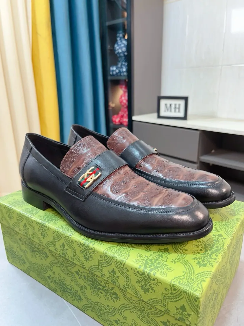 Men's shoes 💰500🌹🌹[GUCCI Gucci] A new style of formal men's leather shoes is coming ~ The original quality upper is made of Italian cowhide➕The leather is soft and delicate, comfortable and soft. The top layer of genuine leather, rubber wear-resistant outsole, the shoe shape is dignified and domineering, and the luxury charm is not concealed! The natural and free nouveau riche leads the trend. Code number: 38-44